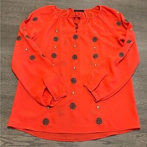THML Coral Long Sleeve Keyhole  Blouse Size S